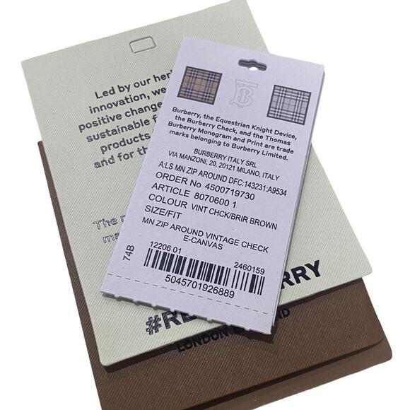 Burberry Vintage Check Womens Zip Around Wallet Classic - Picture 5 of 9